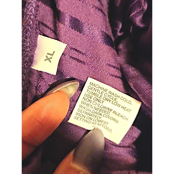 MISS ELAINE Women's 2-Pc. Striped Notched-Collar Pajamas Set Sz XL Cranberry - Picture 5 of 7